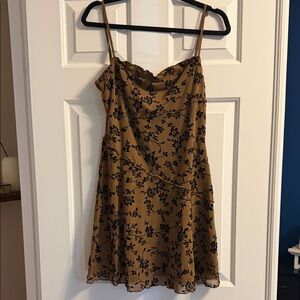 Floral Print Brown Dress